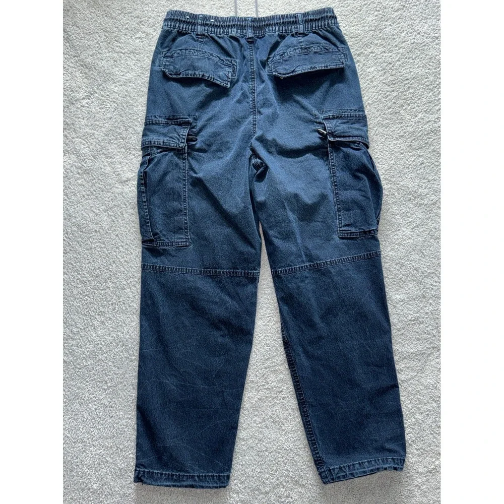 American Eagle Flex Mens Cargo Pants Blue Denim Elastic Waist Joggers Small S